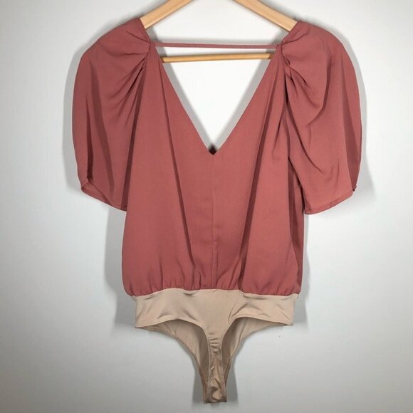 Astr the Label Puff Sleeve Dark Blush Pink Bodysuit Size XS NWOT - Picture 9 of 9